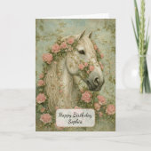 Weißes Pferd mit Rosen Karte (Vorderseite)