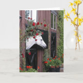 Weißes Pferd mit Rosen Karte (Gelbe Blume)