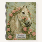 Weißes Pferd mit Rosen Notizblock (Vorderseite)
