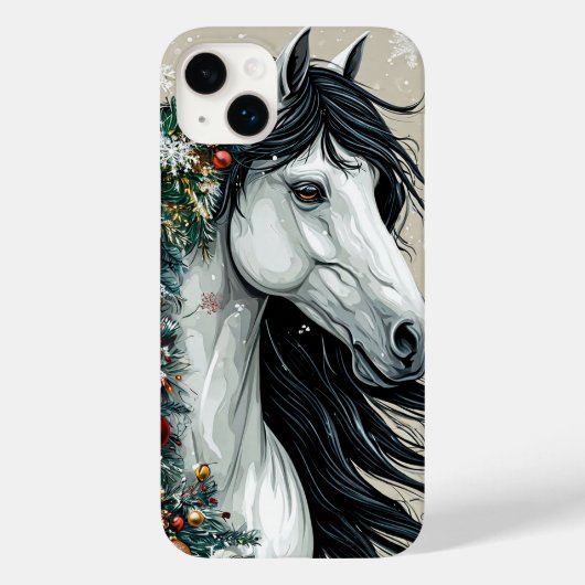 Weißes Pferd mit Weihnachtsbaum Case-Mate iPhone Hülle (Rückseite)