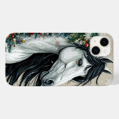 Weißes Pferd mit Weihnachtsbaum Case-Mate iPhone Hülle (Rückseite (Horizontal))