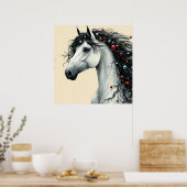Weißes Pferd mit Weihnachtsbaum Poster (Küche)