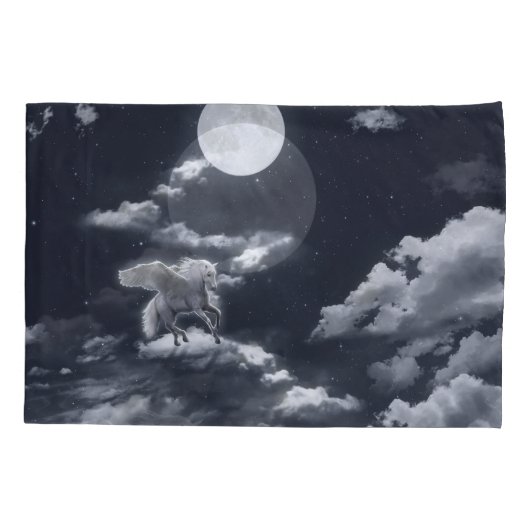 Weißes Pferd: Mondlicht. Kissenbezug (Rückseite)