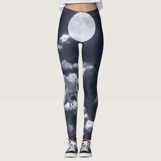 Weißes Pferd: Mondlicht. Leggings (Vorderseite)
