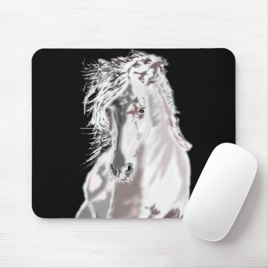 Weißes Pferd Mousepad (Mit Mouse)