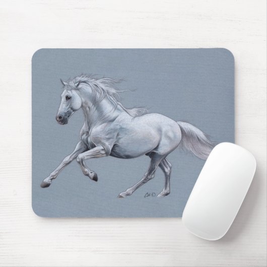 Weißes Pferd Mousepad (Mit Mouse)