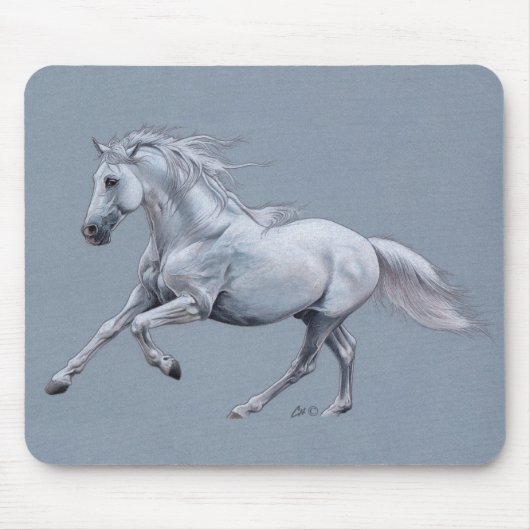 Weißes Pferd Mousepad (Vorne)