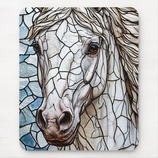Weißes Pferd Mousepad (Vorne)