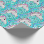 Weißes Pferd Nahtlose Pastellfarben Muster Geschenkpapier (Ecke)