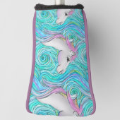 Weißes Pferd Nahtlose Pastellfarben Muster Golf Headcover (Rotieren 90)