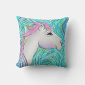 Weißes Pferd Nahtlose Pastellfarben Muster Kissen (Vorderseite)