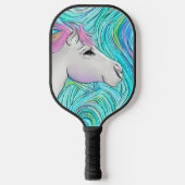 Weißes Pferd Nahtlose Pastellfarben Muster Pickleball Schläger (Vorderseite)