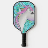 Weißes Pferd Nahtlose Pastellfarben Muster Pickleball Schläger (Rückseite)