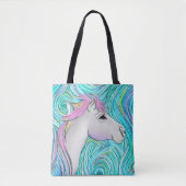 Weißes Pferd Nahtlose Pastellfarben Muster Tasche (Vorderseite)