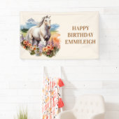 Weißes Pferd Name Reitsport Geburtstag Banner (Insitu)