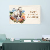 Weißes Pferd Name Reitsport Geburtstag Banner (Messeveranstaltung)
