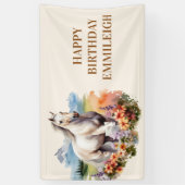 Weißes Pferd Name Reitsport Geburtstag Banner (Vertikal)