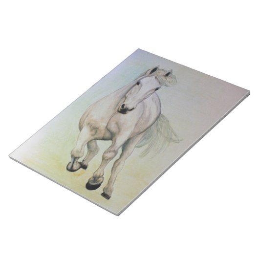 'Weißes Pferd' Notepad Notizblock (angewinkelt)