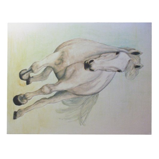 'Weißes Pferd' Notepad Notizblock (Vorderseite)