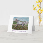 Weißes Pferd Ölgemälde Geburtstag Karte (Gelbe Blume)