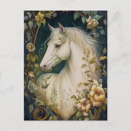 Weißes Pferd Postkarte (Vorderseite)