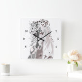 Weißes Pferd Quadratische Wanduhr (Zuhause)