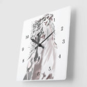 Weißes Pferd Quadratische Wanduhr (Winkel)