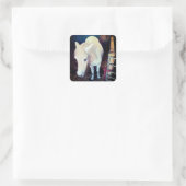 Weißes Pferd Quadratischer Aufkleber (Tasche)