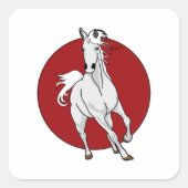 Weißes Pferd Quadratischer Aufkleber (Vorderseite)