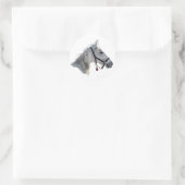 Weißes Pferd Runder Aufkleber (Tasche)