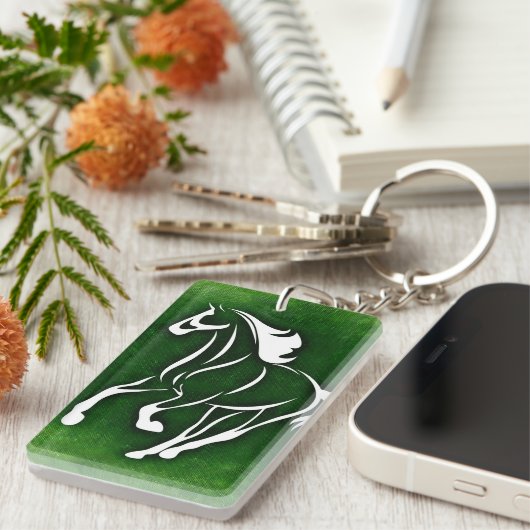 Weißes Pferd Schlüsselanhänger (Vorderseite rechts)