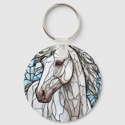 Weißes Pferd Schlüsselanhänger (Vorderseite)