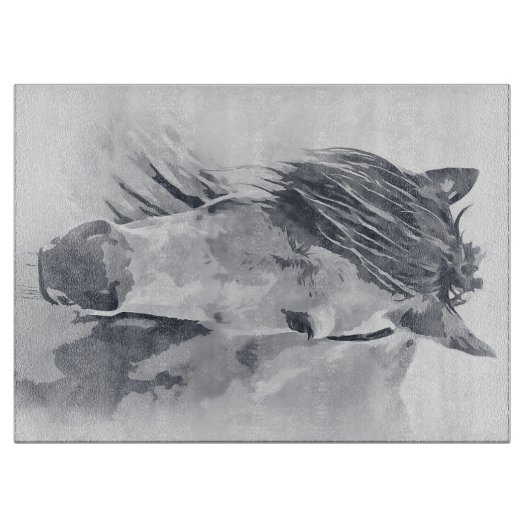 Weißes Pferd Schneidebrett (Vorderseite)