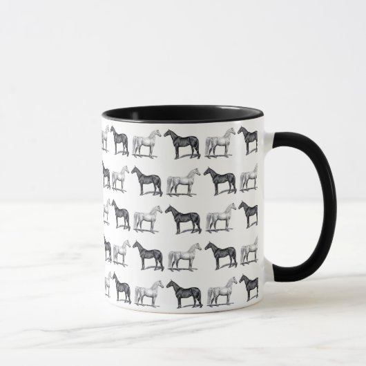 Weißes Pferd/schwarzes Pferd Tasse (Rechts)