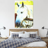 *~* Weißes Pferd über dem Holzzaun AR22 Leinwanddruck (Insitu (Schlafzimmer))