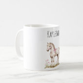 Weißes Pferd und Blume Kaffeetasse (Vorderseite Links)