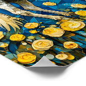 Weißes Pferd und Blume Poster (Ecke)