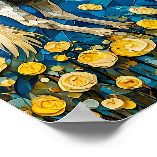 Weißes Pferd und Blume Poster (Ecke)