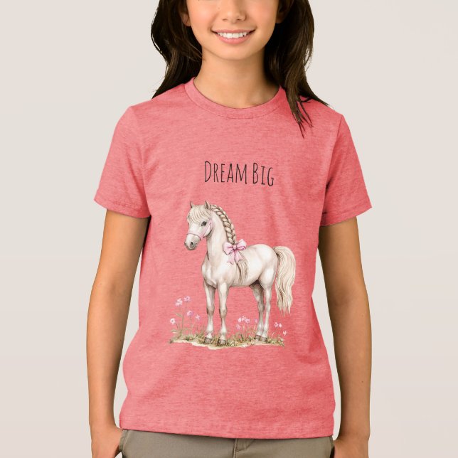 Weißes Pferd und Blume Tri-Blend Shirt (Vorderseite)
