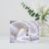 Weißes Pferd und Bunny Schnee Weihnachten  (Stehend Vorderseite)