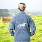 Weißes Pferd und Country Spirit Script Denim Jacke
