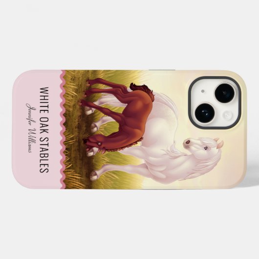 Weißes Pferd und Fohlen nach Maß Case-Mate iPhone Hülle (Rückseite (Horizontal))