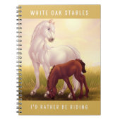 Weißes Pferd und Fohlen nach Maß Notizblock (Vorderseite)