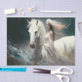 Weißes Pferd und Lady Seidenpapier (Handwerk)