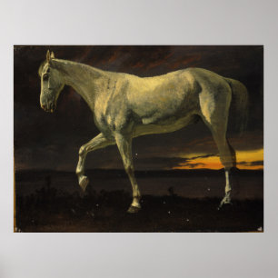 Weißes Pferd und Sonnenuntergang von Albert Bierst Poster