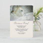 Weißes Pferd und Vogel im Winter Weihnachten Party Einladung (Stehend Vorderseite)