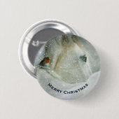 Weißes Pferd & Vogel im Winter Schneefall Weihnach Button (Vorne & Hinten)