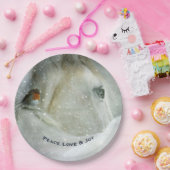 Weißes Pferd & Vogel im Winter Schneefall Weihnach Pappteller (Party)