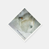 Weißes Pferd & Vogel im Winter Schneefall Weihnach Serviette (Ecke)