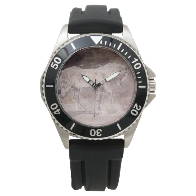 Weißes Pferd (von Eugene Delacroix) Armbanduhr (Vorderseite)